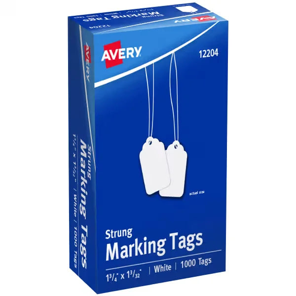 Avery&reg;  Marking Tags, Strung, 1-3/4" x 1-3/32", 1,000 Tags (12204)