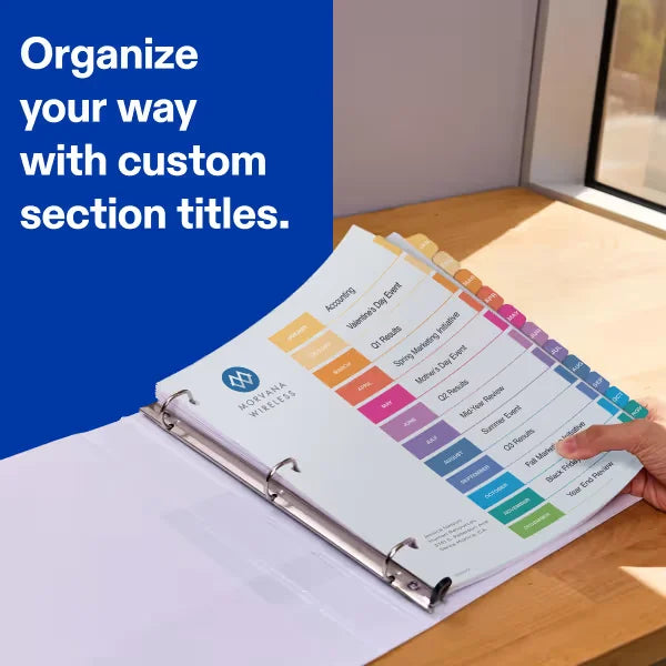 Avery&reg; Ready Index&reg; Jan-Dec Dividers, 12 Tab Sets, Customizable Table of Contents, Multicolor Tabs, 6 Sets (11830)