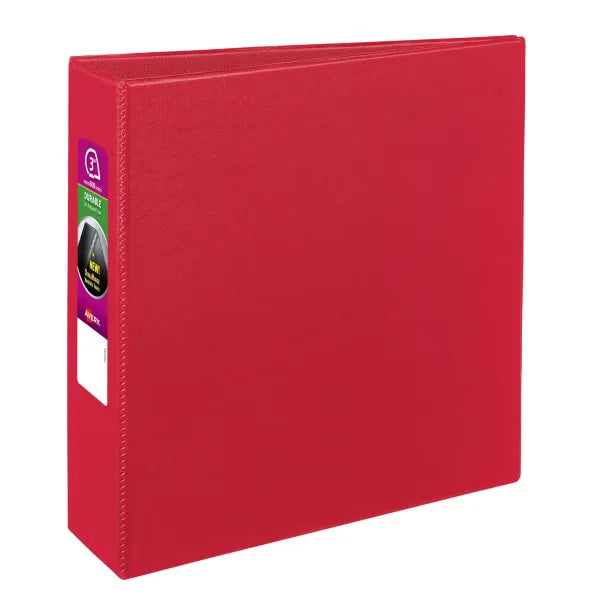 Avery&reg; Durable Binder, 3" Slant Rings, 600-Sheet Capacity, DuraHinge&trade;, Red (27204)