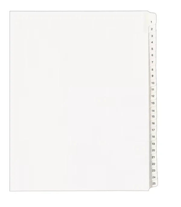 Avery&reg; 1-25 Legal Exhibit Dividers for 3 Ring Binders, 25-Tab Set, Allstate&reg; Style, 1 Binder Divider Set (01701)
