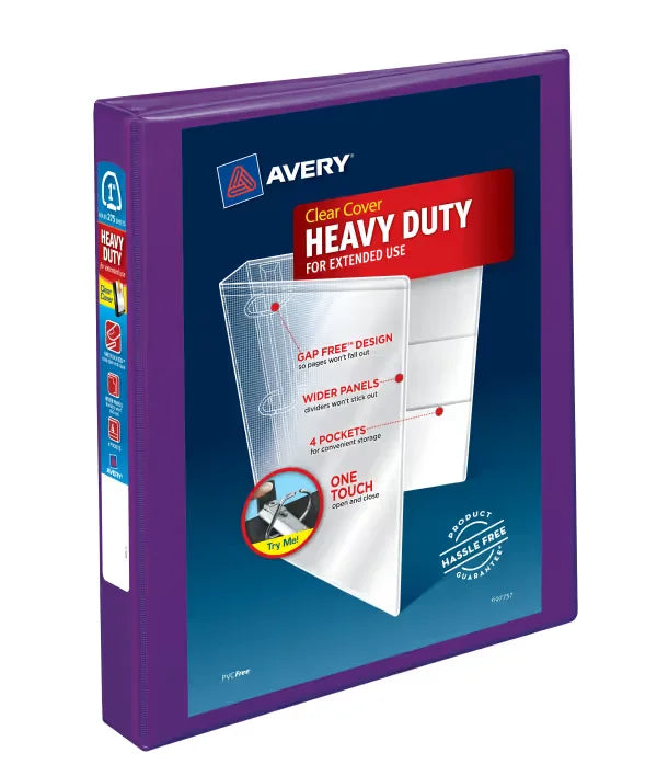 Avery&reg; Heavy-Duty View Binder, 1" One-Touch Rings, 275-Sheet Capacity, Purple (79771)