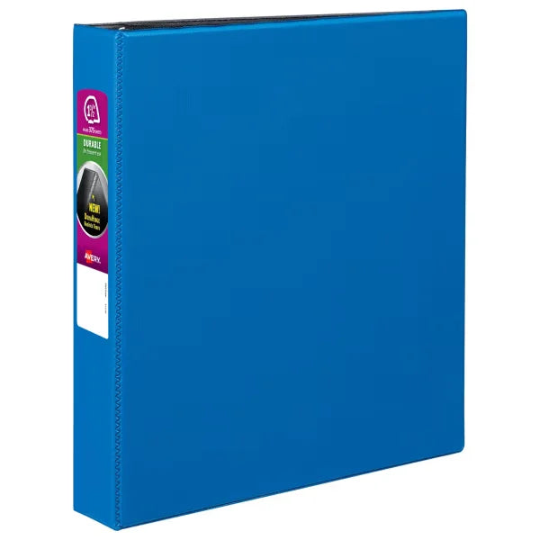 Avery&reg; Durable Binder, 1-1/2" Slant Rings, 375-Sheet Capacity, DuraHinge&trade;, Blue (27351)