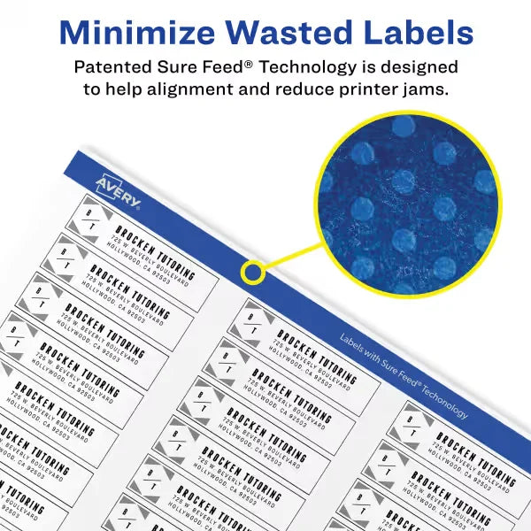 Avery&reg; Easy Peel&reg; Return Address Labels, Sure Feed&trade; Technology, Permanent Adhesive, 1/2" x 1-3/4", 2,000 Labels (5267)