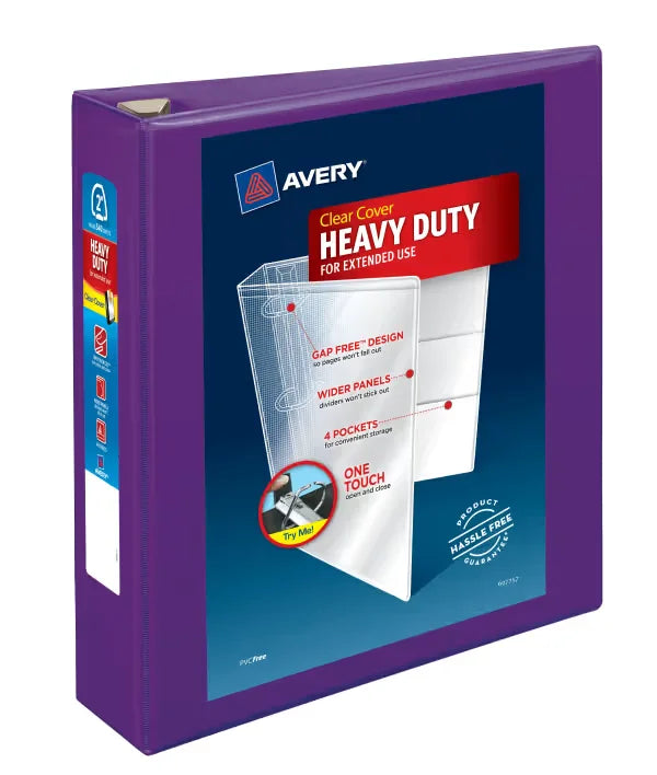 Avery&reg; Heavy-Duty View Binder, 2" One Touch EZD Rings, 540-Sheet Capacity, 2.8 Inch Wide Spine, Purple (79777)