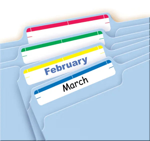 File Folder Labels on 4” x 6” Sheets, Easy Peel, Assorted, Print or Handwrite, 2/3” x 3-7/16”, 252 Labels (5215)
