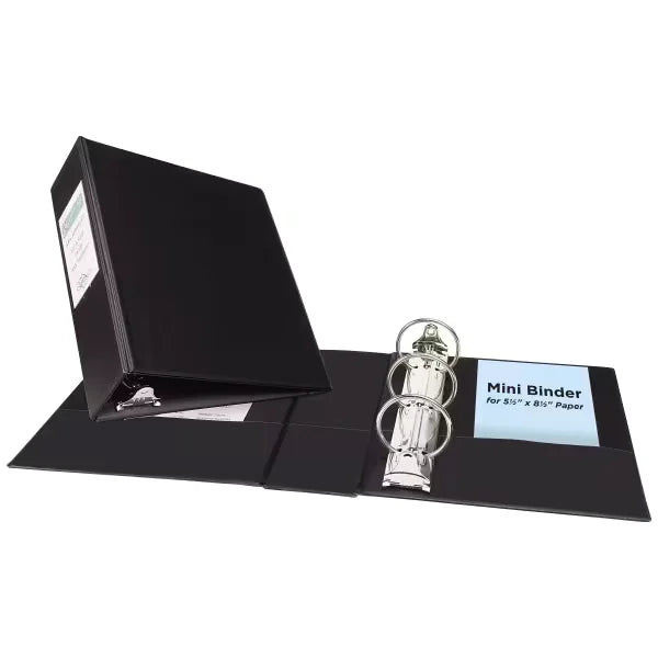 Avery&reg; Mini Binder, 2" Round Rings, 375-Sheet Capacity for 5-1/2" x 8-1/2" Paper, 2.8" Spine, Black (27554)