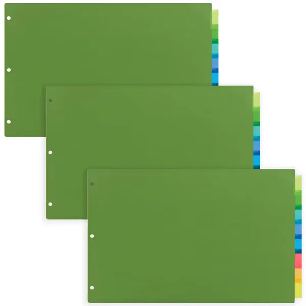 Big Tab&trade; Insertable Dividers for 3 Ring Binders, 11" x 17", 8-Tab Set, Assorted Colors, 3 Sets (11256)