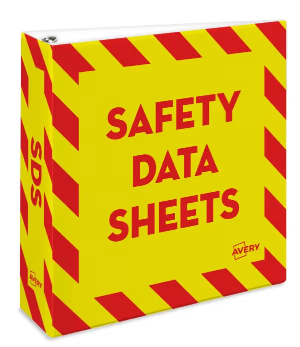 Avery&reg; Heavy-Duty Industrial SDS Binder, 3" One-Touch Rings, 670-Sheet Capacity, Yellow/Red Border (18952)