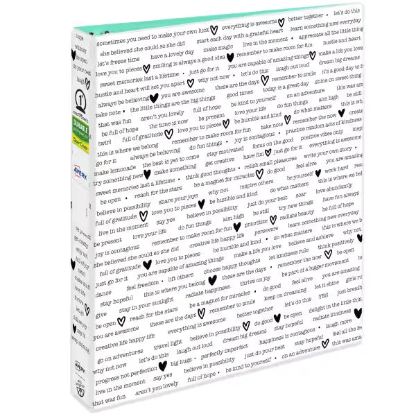 Avery&reg; + Amy Tangerine&reg; Designer Collection Durable View Fashion Binder, 1â€ Round Rings, 175-Sheet Capacity, Find Your Inspiration Design (28321)