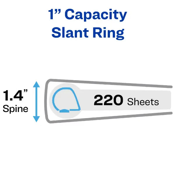 1" Durable View 3 Ring Binders, Slant Rings, 220-Sheet Capacity, Blue, 4 Pack (17705)