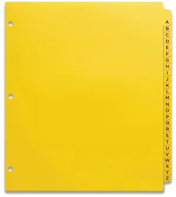 Avery&reg; Heavy-Duty Plastic Industrial Dividers, 26 A-Z Tabs, Yellow (23081)