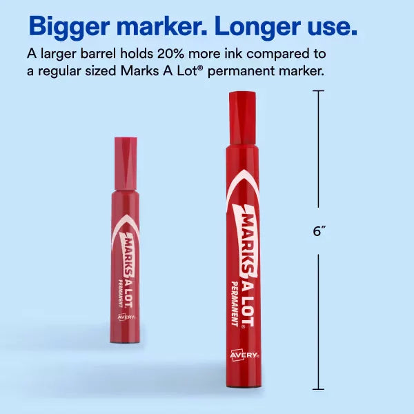 Avery&reg; Marks A Lot&reg; Permanent Markers, Large Desk-Style Size, Chisel Tip, 36 Red Markers Total  (98240)