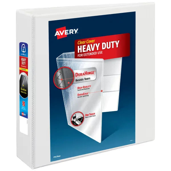 Avery&reg; Heavy-Duty View Binder, 2" One Touch EZD Rings, 540-Sheet Capacity, 2.8 Inch Wide Spine, White (79192)