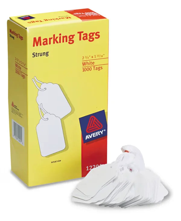 Avery&reg;  Marking Tags, Strung, 2-3/4" x 1-11/16", 1,000 Tags (12201)