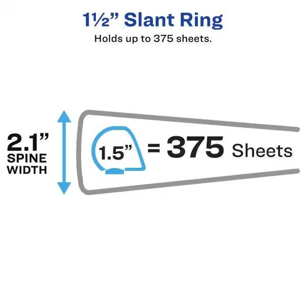 Avery&reg; Nonstick Heavy-Duty View 3 Ring Binder, 1.5" One Touch Slant Rings, 1 Black Binder (05400)