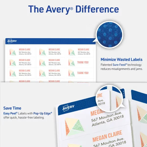 Avery&reg; Easy Peel&reg; Address Labels with Sure Feed&reg;, 1" x 2-5/8", White, 750 Blank Mailing Labels (5260)