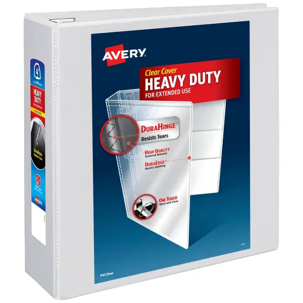 Avery&reg;  Heavy-Duty View Binder, 4" One Touch EZD&reg; Rings, 780-Sheet Capacity, 4-1/2" Spine, White (79104)