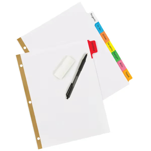 Avery&reg; Big Tab&trade; Write & Erase Dividers, 8-Tab Set, Multicolor Divider Tabs, 1 Set of Binder Dividers (23079)