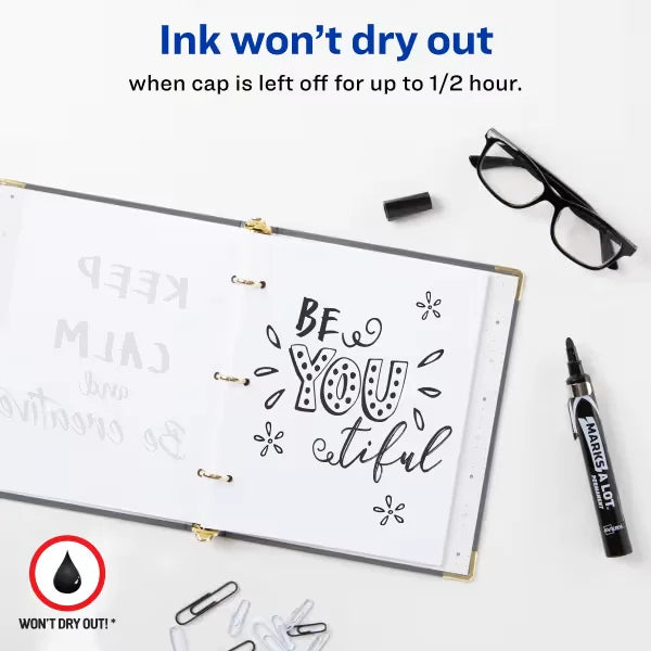 Avery&reg; Marks A Lot&reg; Permanent Markers, Large Desk-Style, Bullet Tip, 1 Black Marker (24878)