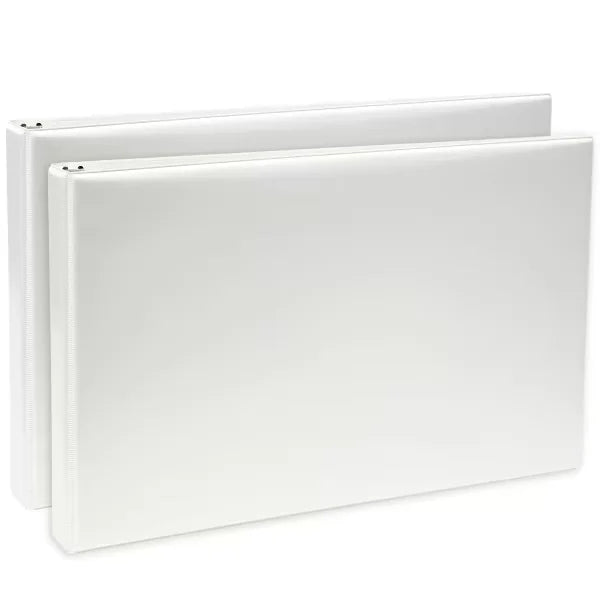1" Heavy-Duty View 3 Ring Binders, Slant Rings, 11" x 17", 220-Sheet Capacity, White, 2 Pack (17707)