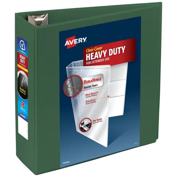 Avery&reg;  Heavy-Duty View Binder, 4" One Touch EZD&reg; Rings, 780-Sheet Capacity, 4-1/2" Spine, Green (79110)