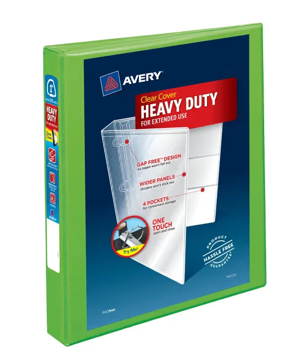 Avery&reg; Heavy-Duty View Binder, 1" One-Touch Rings, 275-Sheet Capacity, Chartreuse (79770)