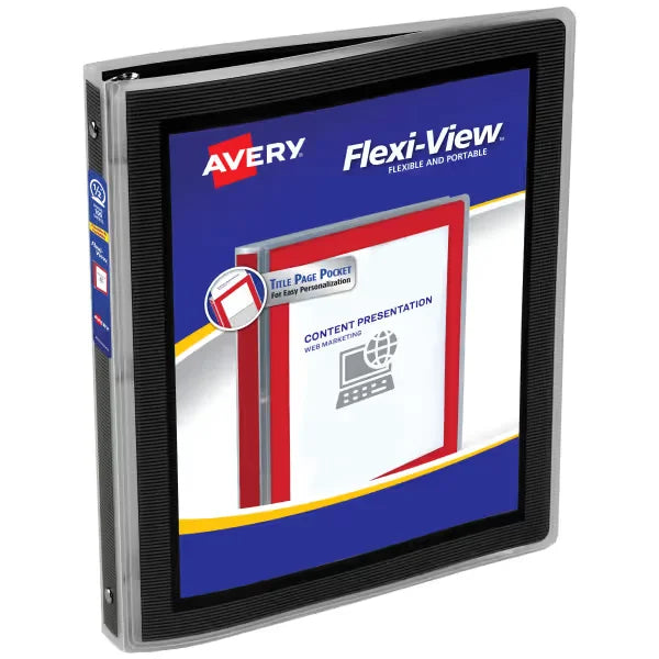 Avery&reg; Flexi-View&trade; Binder, 1/2" Round Rings, 100-Sheet Capacity, Black (15767)