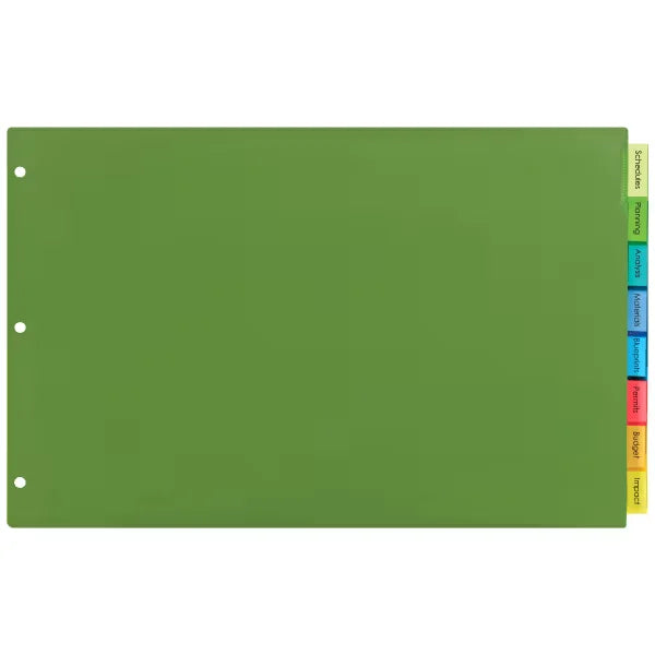 Avery&reg; 8-Tab Binder Dividers, 11" x 17" Big Tab&trade; Insertable Plastic Binder Dividers, Big Tab&trade;, Multicolor, 1 Set (11179)