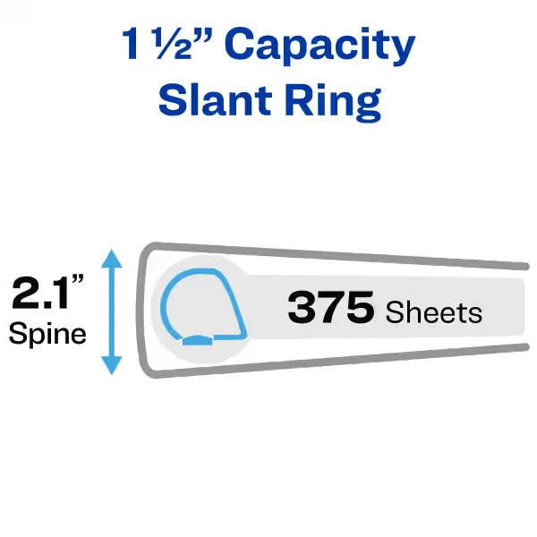 Avery&reg; Durable View Binder, 1.5" Slant Ring, 375-Sheet Capacity, DuraHinge, 4 Black Binders (05738)