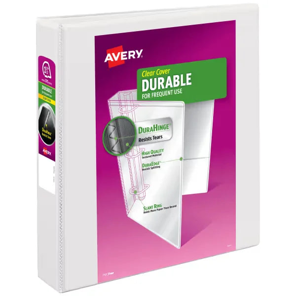 Avery&reg; Durable View Binder, 1-1/2" Slant Rings, 375-Sheet Capacity, Assorted Colors (17028)