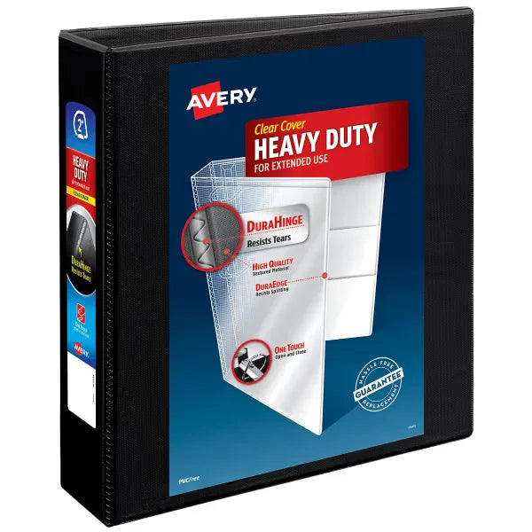 Avery&reg; Heavy-Duty View Binder, 2" One Touch Slant Rings, 530-Sheet Capacity, 2.8 Inch Wide Spine, Black (05500)