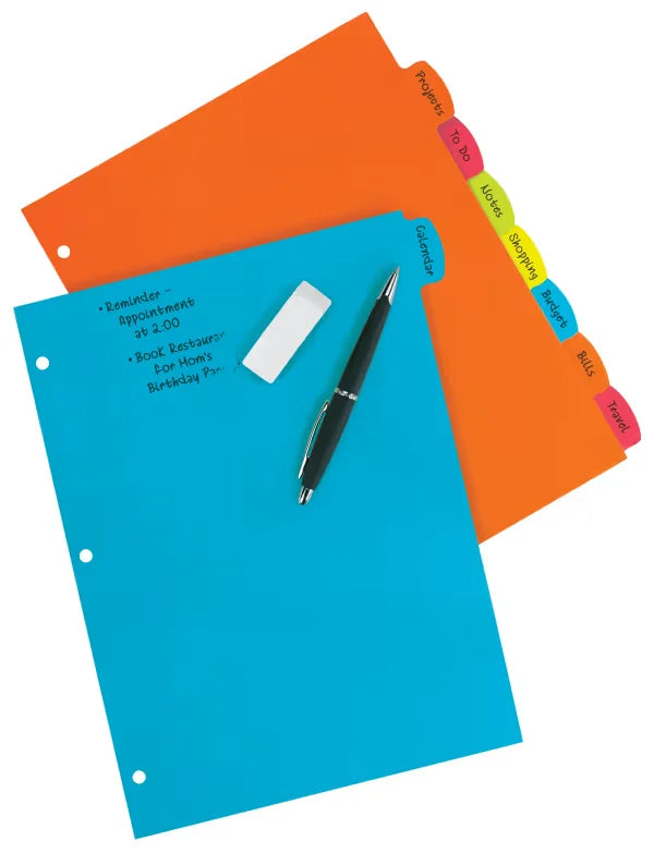 Avery&reg; Big Tab&trade; Write & Erase Durable Plastic Dividers, 8-Tab Set, Multicolor (16130)