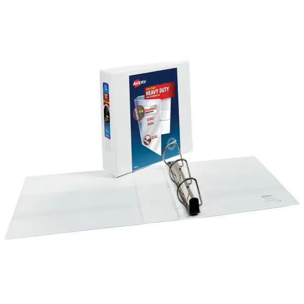 Avery&reg; Nonstick Heavy-Duty View 3 Ring Binder, 3" One Touch Slant Rings, 1 White Binder (05604)