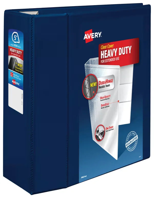 Avery&reg; Heavy-Duty View 3 Ring Binder, 5" One Touch EZD&reg; Rings, 2.3/4.8" Spine, 1 Navy Blue Binder (79806)