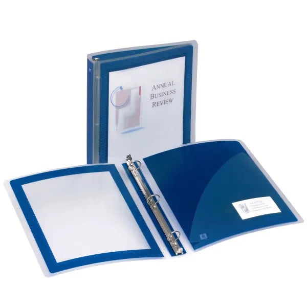 Avery&reg; Flexi-View Binder, 1" Round Rings, 175-Sheet Capacity, Navy Blue (17685)