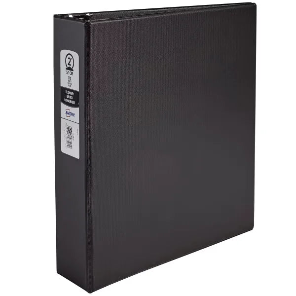 Avery&reg; Standard Binder, 2" Round Rings, 375-Sheet Capacity, 2.8-Inch Wide Spine, Black Binder (03501)