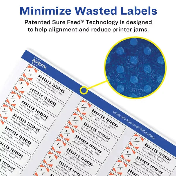 Avery&reg; Easy Peel&reg; Return Address Labels, Sure Feed&trade; Technology, Permanent Adhesive, 1/2" x 1-3/4", 2,000 Labels (8167)