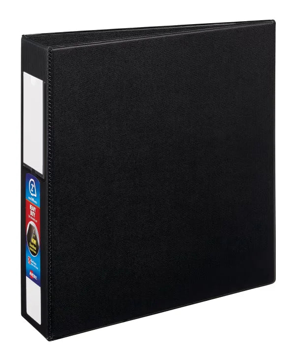 Avery&reg; Heavy-Duty Binder, 2" One-Touch Rings, 540-Sheet Capacity, Label Holder, DuraHinge&trade;, Black (79992)