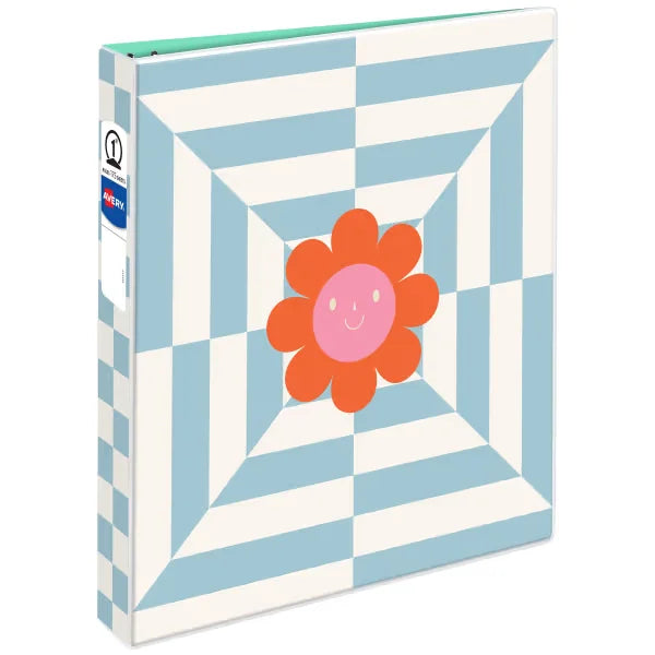 Avery&reg; 3 Ring Binder, 1 Inch Round Rings, Retro Collection, Flower Power (26802)