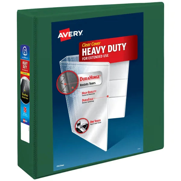 Avery&reg; Heavy-Duty View Binder, 2" One Touch EZD&reg; Rings, 540-Sheet Capacity, 2.8" Spine, Green (79683)