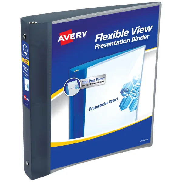 Avery&reg; Flexible View Binder, 1" Round Rings, 175-Sheet Capacity, Gray (17676)