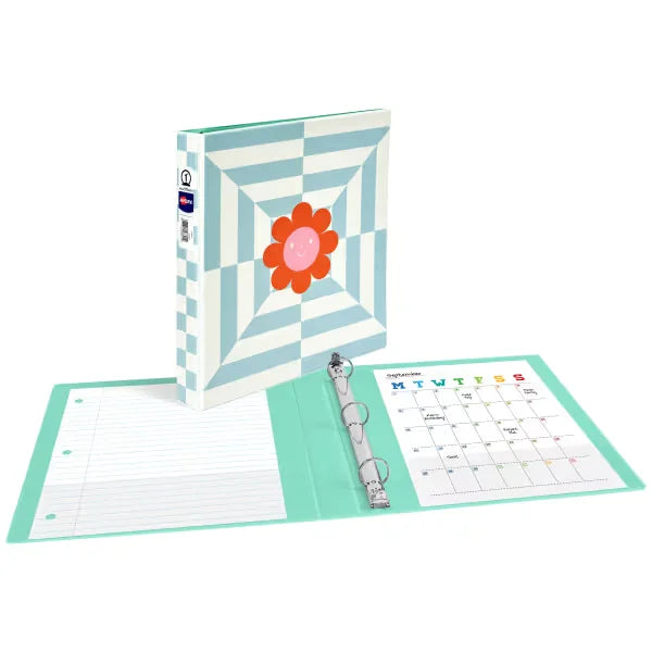 Avery&reg; 3 Ring Binder, 1 Inch Round Rings, Retro Collection, Flower Power (26802)