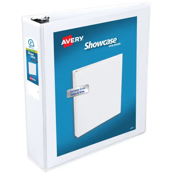 Avery&reg; Showcase Standard View Binder, 3" Slant Rings, 635-Sheet Capacity, 3.5-Inch Wide Spine, White Binder (19751)