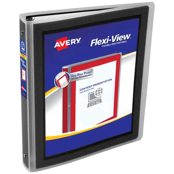 Avery&reg; Flexi-View&trade; Binder, 1" Round Rings, 175-Sheet Capacity, Black (17686)
