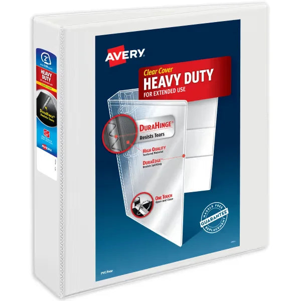 Avery&reg; Heavy-Duty View Binder, 2" One Touch Slant Rings, 530-Sheet Capacity, 2.8" Wide Spine, 1 White Binder (79792)