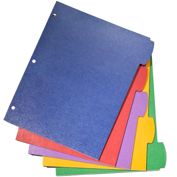 Avery&reg; Big Tab&trade; Durable Paper Dividers, 5-Tab Set, Assorted Primary Colors, Easy Peel&reg; Labels (14424)
