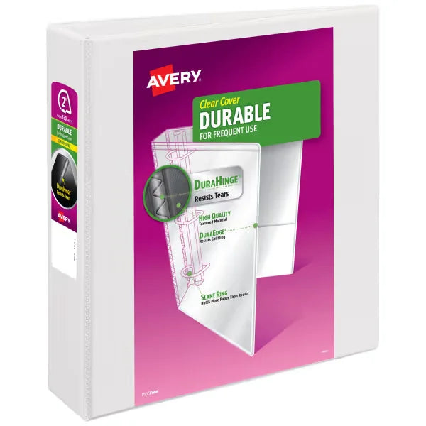 Avery&reg; Durable View Binder, 2" Slant Rings, 500 -Sheet Capacity, Assorted Colors (17038)