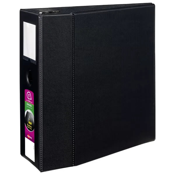 Avery&reg; Durable Binder, 5" One-Touch Rings, 1,050-Sheet Capacity, Label Holder, DuraHinge&trade;, Black (08901)