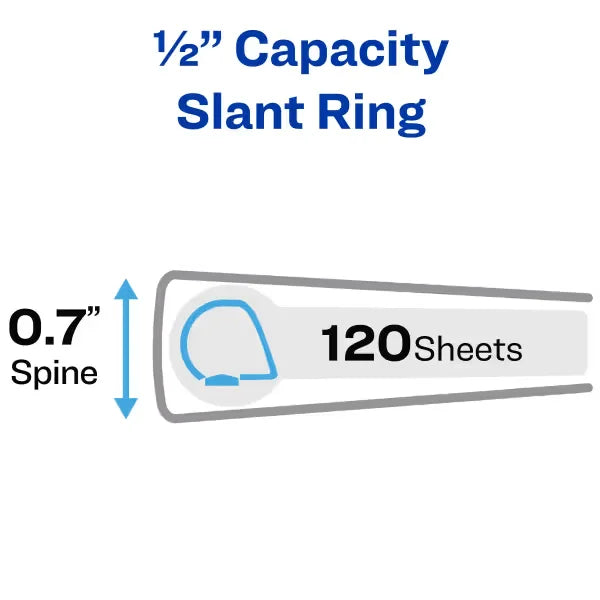 Avery&reg; Framed View Binder with 1/2" Slant Rings, 120-Sheet Capacity, White (68052)