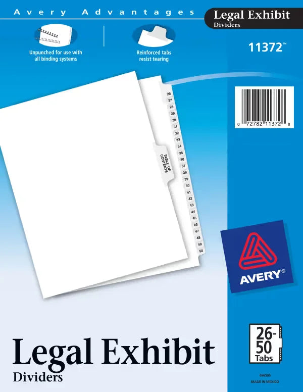 Avery&reg; Premium Collated Legal Dividers Avery Style, Letter Size, 26-50 & Table of Contents Tab Set (11372)